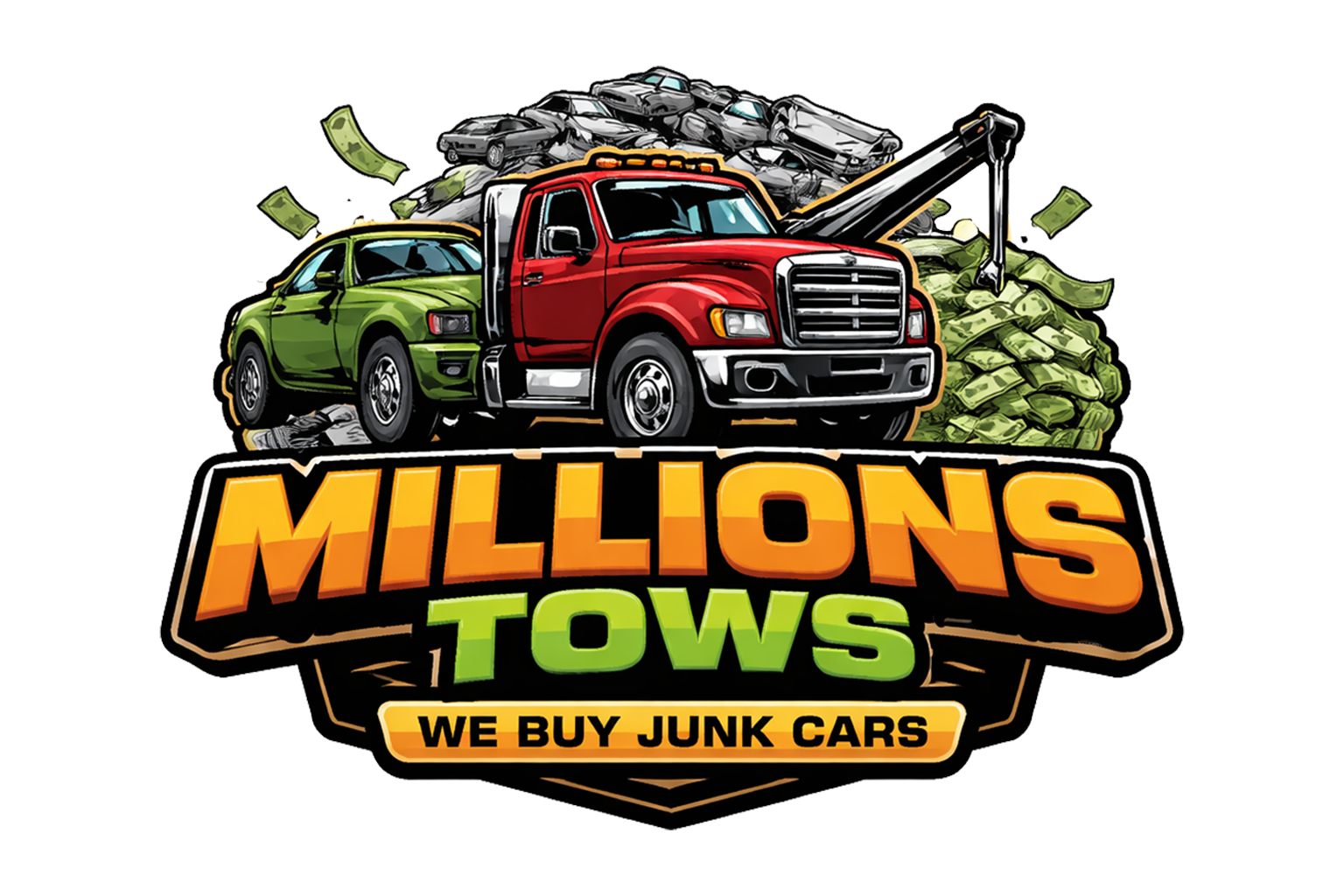 Millions Tows junk car removal logo - Cleveland OH